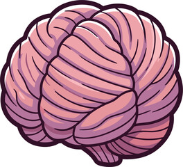 Obraz premium A simplified, stylized illustration of a pink brain with a dark outline. This graphic represents intelligence, thought, memory, and the mind.