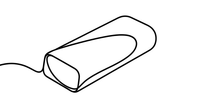 Simple black line art computer mouse white background.