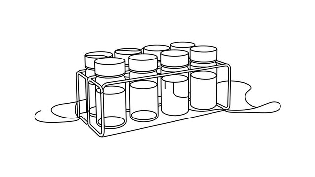 Laboratory test tube rack illustration white background.