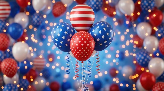 Usa labor day celebration patriotic balloons and festive background for holiday greetings
