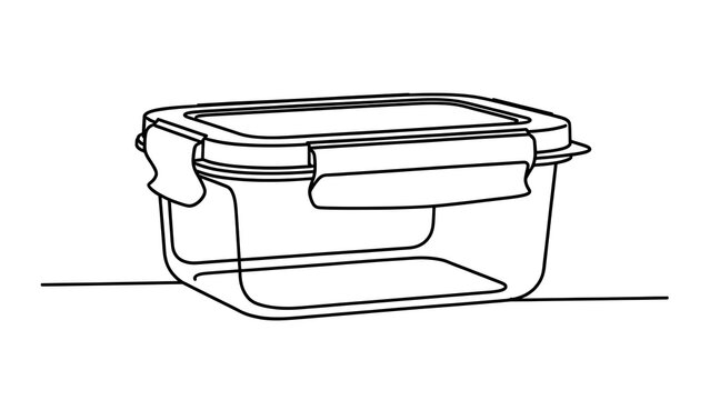 Transparent plastic food container white background.