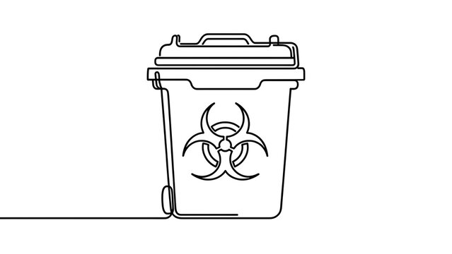 Biohazard waste bin illustration on white background.