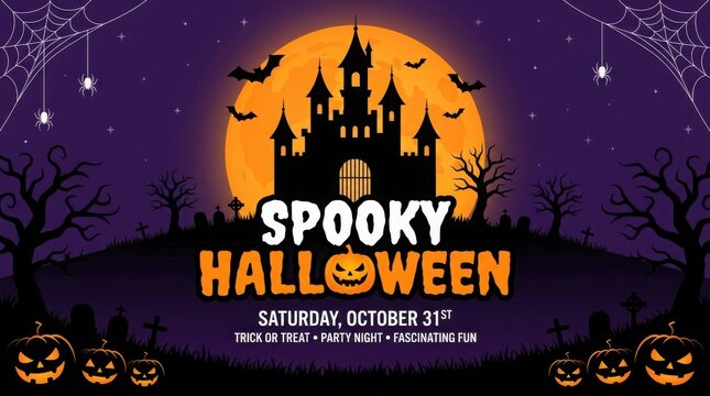 Halloween spooky halloween party invitation with haunted