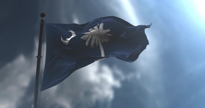Flag of american state of South Carolina waving. Loop. Slow Motion
