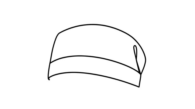 Simple line art cap illustration white background.