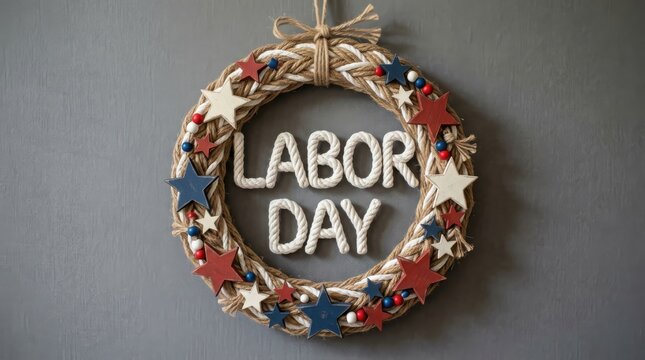 Usa labor day wreath patriotic home decor for september holiday celebrations