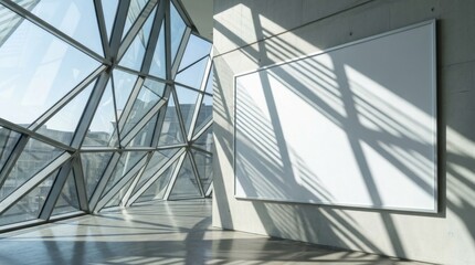 Fototapeta premium Blank Billboard in Modern Geometric Architecture
