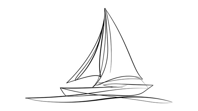 Minimalist sailboat drawing on white background.