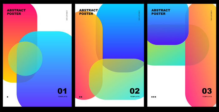Abstract poster design with geometric shapes and vibrant gradient colors, modern minimalist template for business or creative projects. Vector illustration.