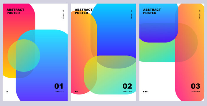Abstract poster design with geometric shapes and vibrant gradient colors, modern minimalist template for business or creative projects. Vector illustration.