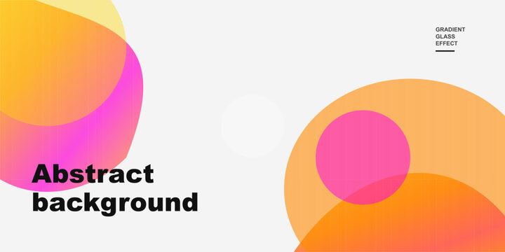 Abstract background with gradient glass effect and colorful circular shapes. Vector illustration.