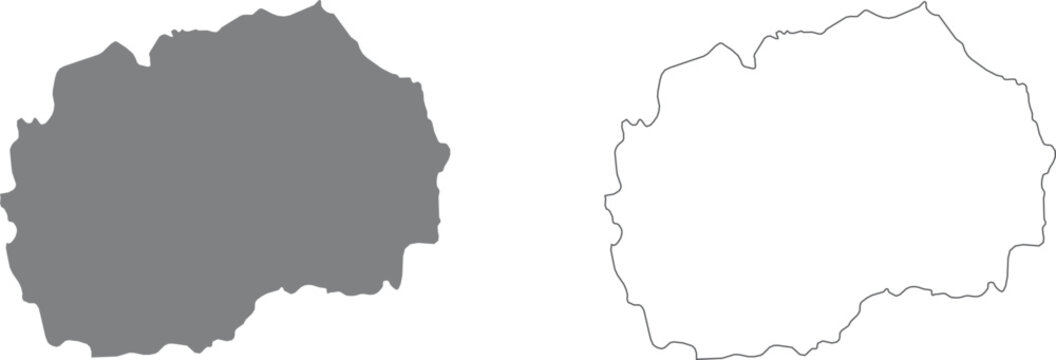North macedonia country map silhouette and outline shape