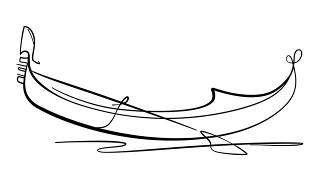 Minimalist gondola line art illustration white background.