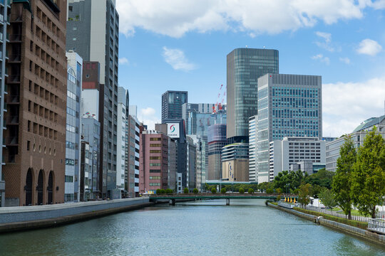 Modern architecture in osaka city japan