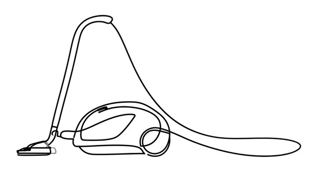 Vacuum cleaner line art on white background.