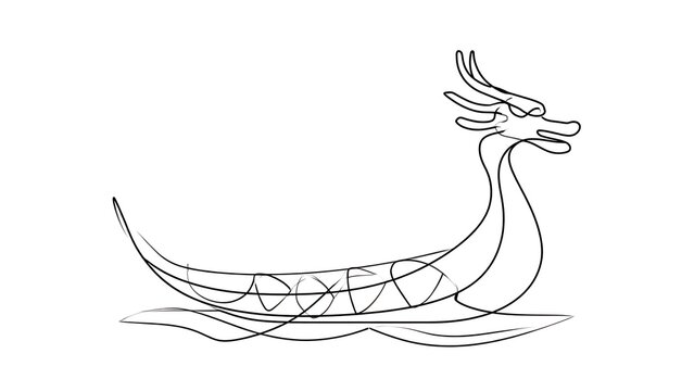 Viking longship with dragon head white background.