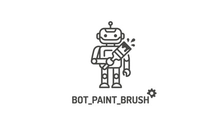 Fototapeta premium Robot holding a paint brush.