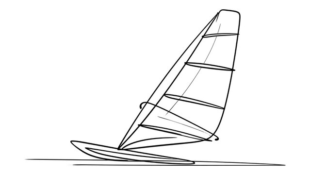 Windsurfing sail and board illustration white background.