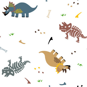 dinosaurs seamless pattern vector illustration white background