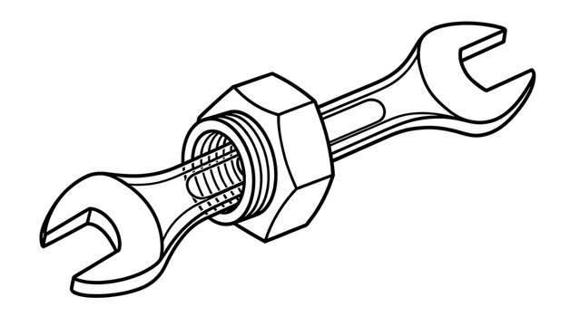 Wrench and wrench on white background.