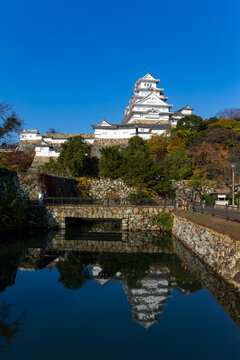 Historic himeji castle during autumn season in Japan