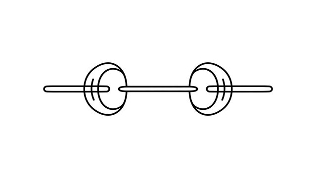 Barbell weight symbol on white background.