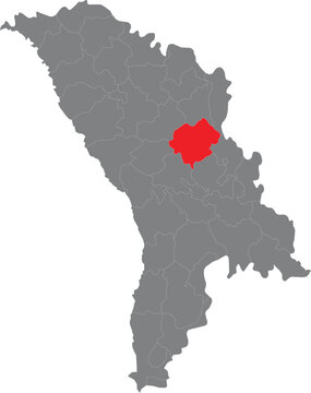 Map of moldova with a red highlighted district area
