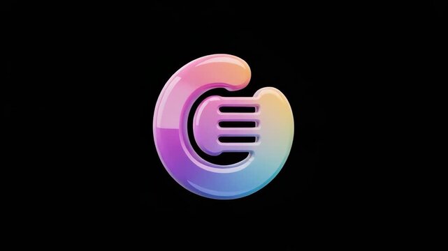 Abstract gradient circle logo animating with growing scale and subtle color shifts against a dark background