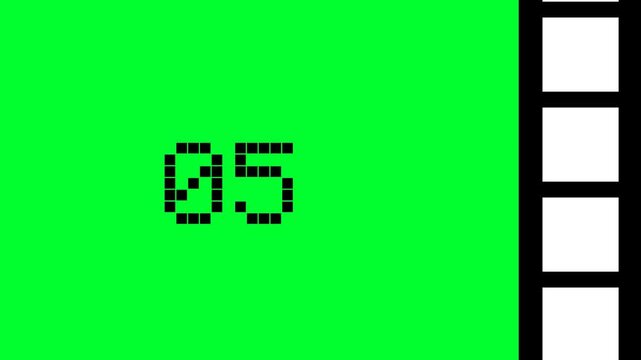 Countdown Timer 00 to 10 on Green Screen with Film Strip Animation
