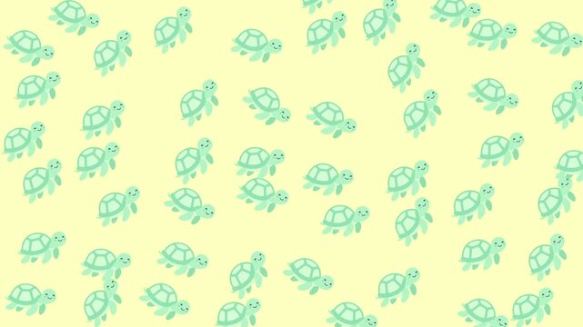 Cute Cartoon Turtle Pattern On Pastel Yellow Background Turtle Tortoise