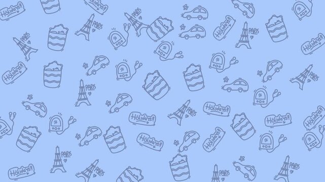 Hand Drawn Paris Travel Doodle Pattern Background Paris Eiffel tower