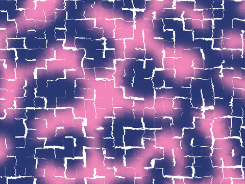 Abstract cracked pattern in shades of purple and blue seamless geometric texture