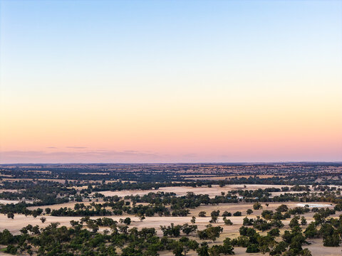 Tranquil semi-arid countryside at sunrise