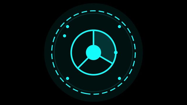 Advanced 4K 60fps futuristic digital HUD interface graphic with glowing cyan tech radar element for high-tech motion video projects and sci-fi