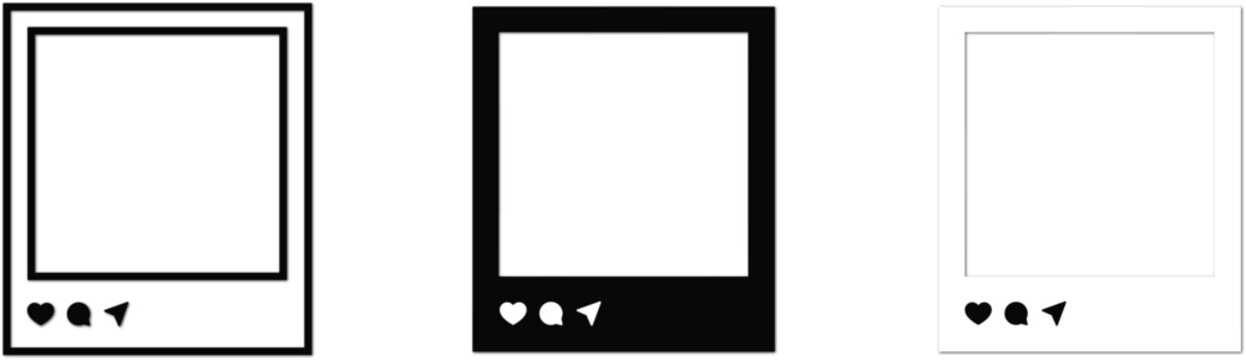 Social Media Post Frame Collection, Photo Template Mockup, Square Instagram Style Frame Vector Isolated on White Background