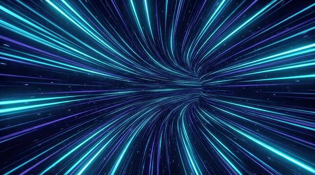 Sci-fi hyperspace warp speed jump motion trail background in dark cosmic void