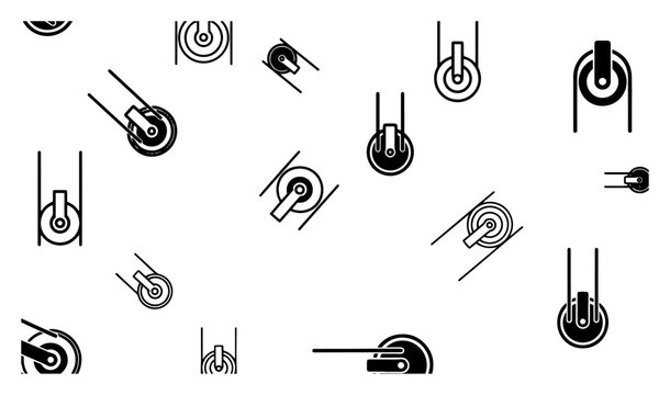 Pulley blocks and hoisting equipment seamless pattern in industrial icon style