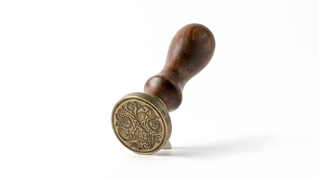 Vintage Wooden Wax Seal Stamp Isolated on White Background