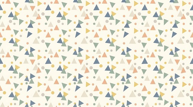 Minimalist geometric seamless pattern with muted triangles and circles
