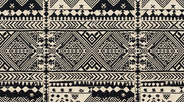 Black and white tribal geometric pattern background