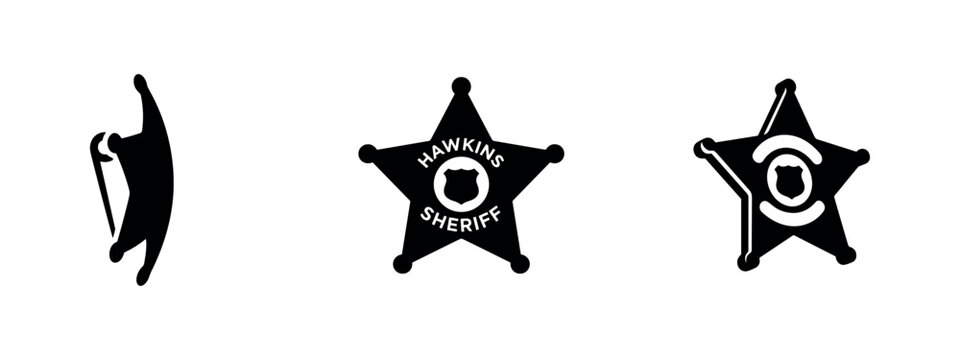 Hawkins Sheriff Badge and Hand Signal Silhouettes