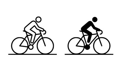 Fototapeta premium Cycling Vector Symbol: Flat Bike Rider on Road Pictogram