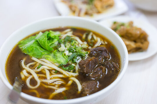 Bowl of hot braised beef noodles