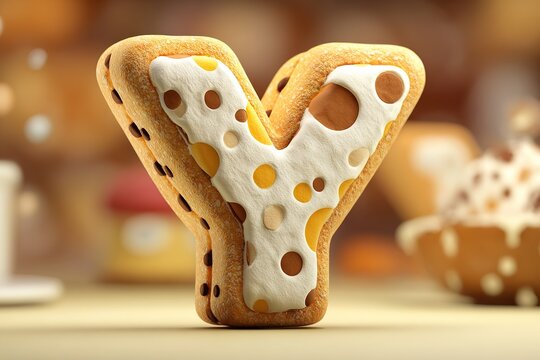cartoon style y letter with the biscuit texture .