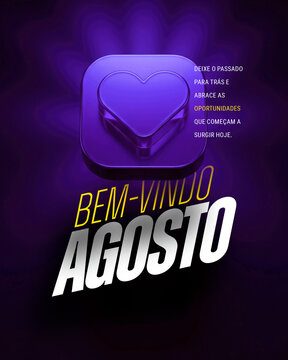 Template Bem Vindo Agosto Composi&ccedil;&atilde;o