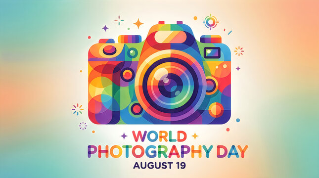 Colorful camera illustration for world photography day