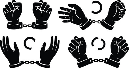 Hands in chains silhouette freedom justice and protest symbolism collection © MdAnowar