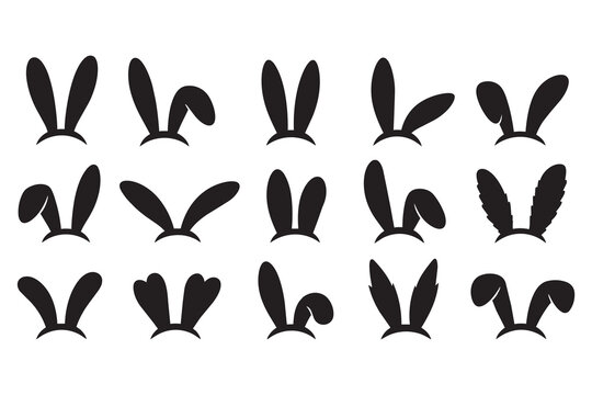 Set of black bunny rabbit ear headbands for easter
