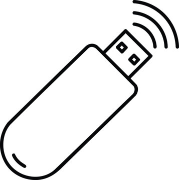 A standard USB thumb drive storage stick with a connection symbol