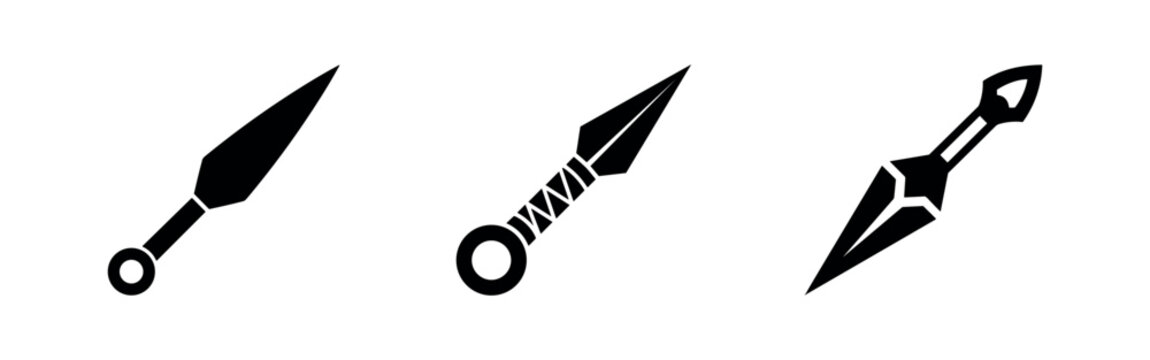 Kunai Knives Icon Set - Traditional Japanese Ninja Weapons